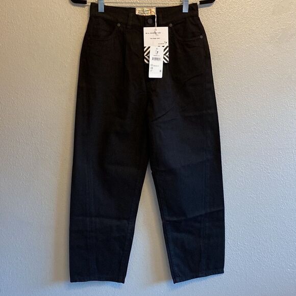 NWT-Free People x Sandrine Rose black Relaxed Fit Trouser jeans-Size 25 - Picture 1 of 12